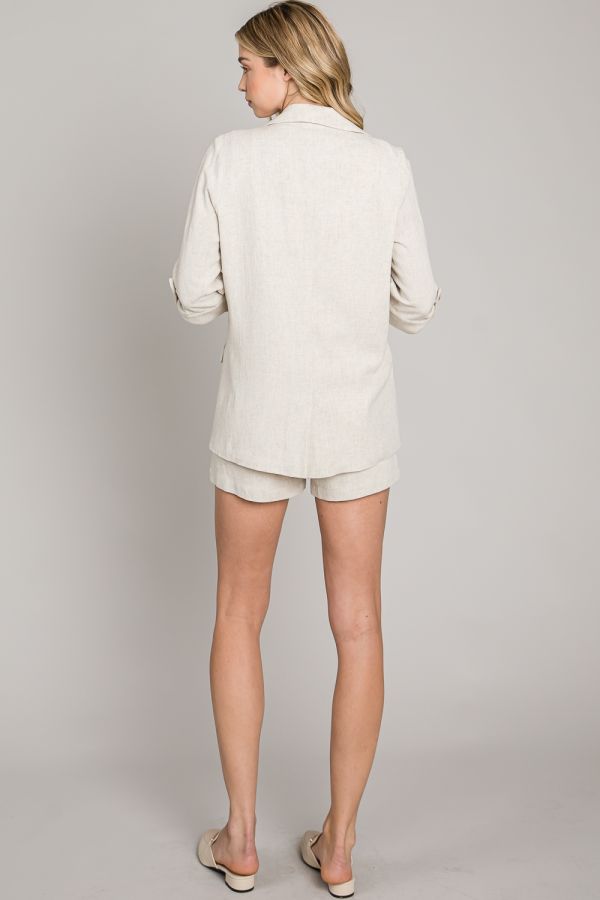 Soft Linen Blend Jacket - Natural