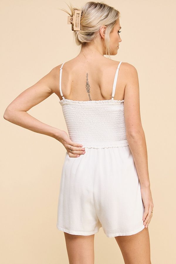 Spaghetti Strap Drawstring Romper