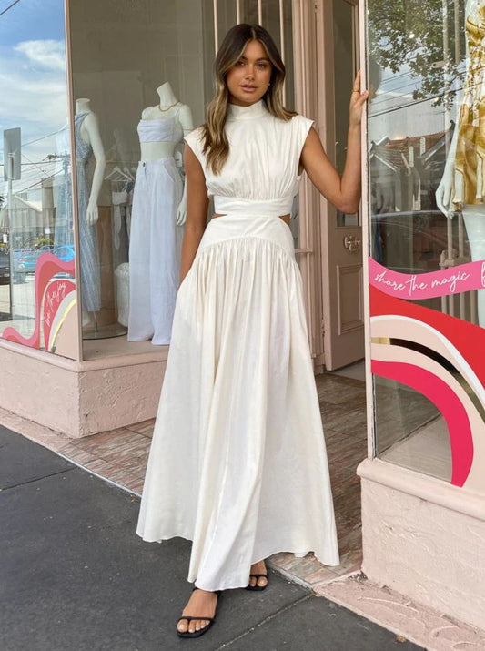 Sexy Waist Cutout Swing Maxi Dress