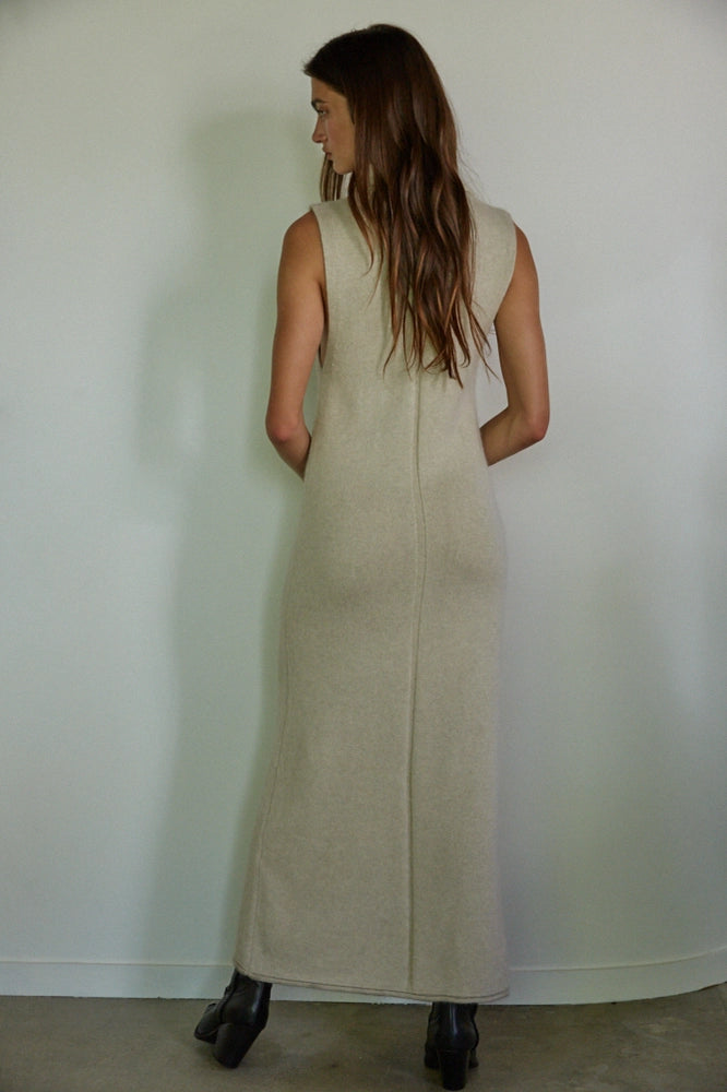 Knit Sweater Turtleneck Sleeveless Maxi Dress