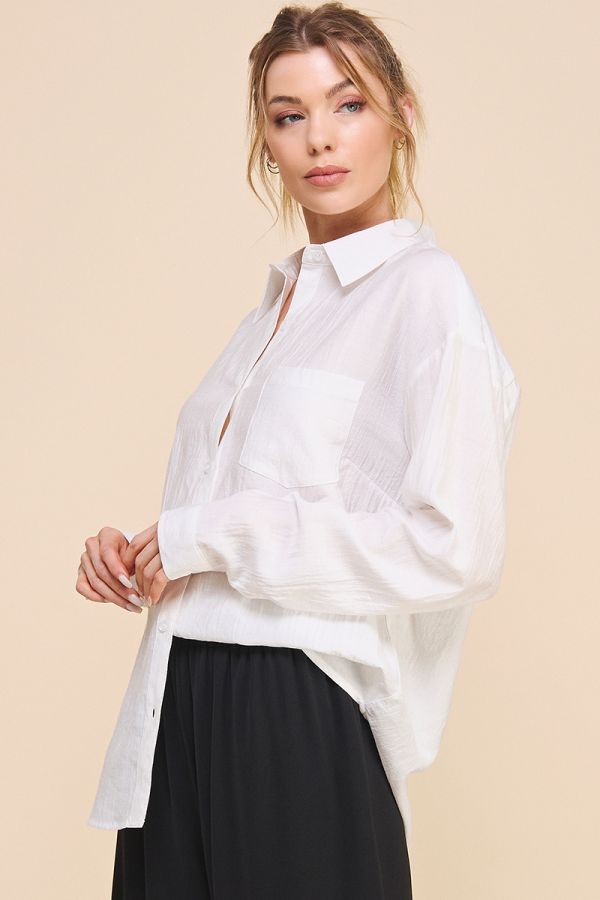 Textured Woven Button Front Shirt