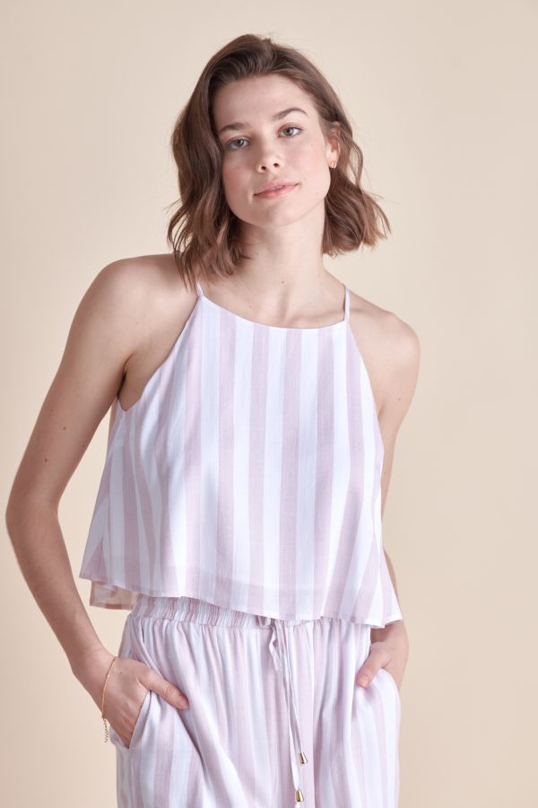 Woven Swing Halter Top with Culottes Set