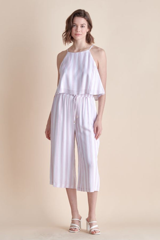 Woven Swing Halter Top with Culottes Set