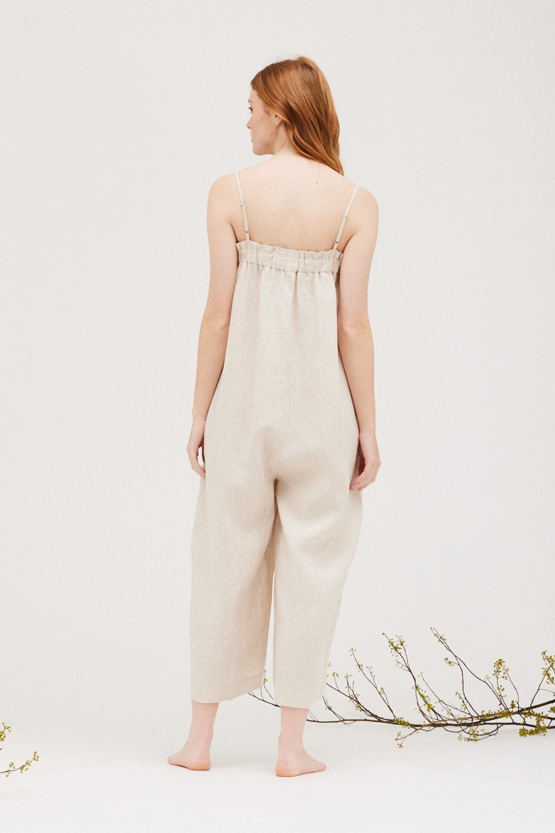 Loose Linen Jumpsuit - Greige (Natural)