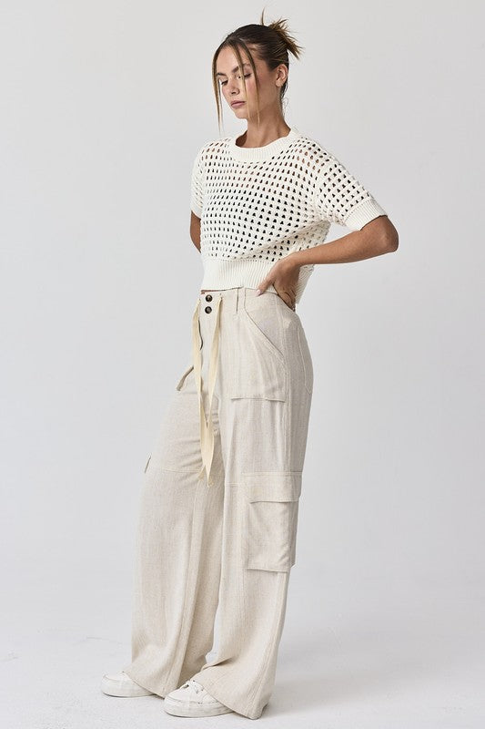 Maya Relaxed Fit Utility Wide-Leg Pants